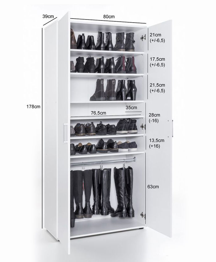 miaje esquema armario zapatero abierto con medidas