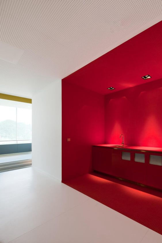 miaje cocina contemporánea roja total look